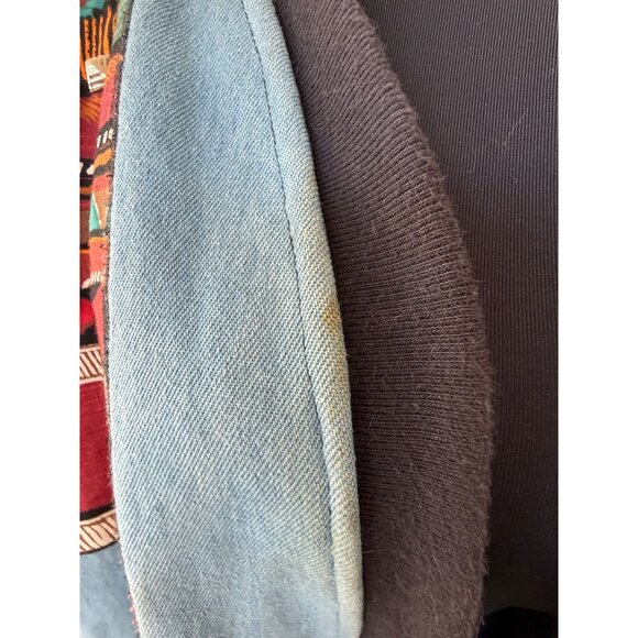 Vintage 80's handmade Southwestern-style denim jacket/sweatshirt Womens XL - Picture 6 of 16
